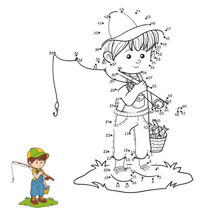 Dětská zábava: Numbers game for children (little boy fisher)