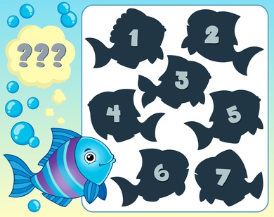 Dětská zábava: Fish riddle theme image 1 - eps10 vector illustration.